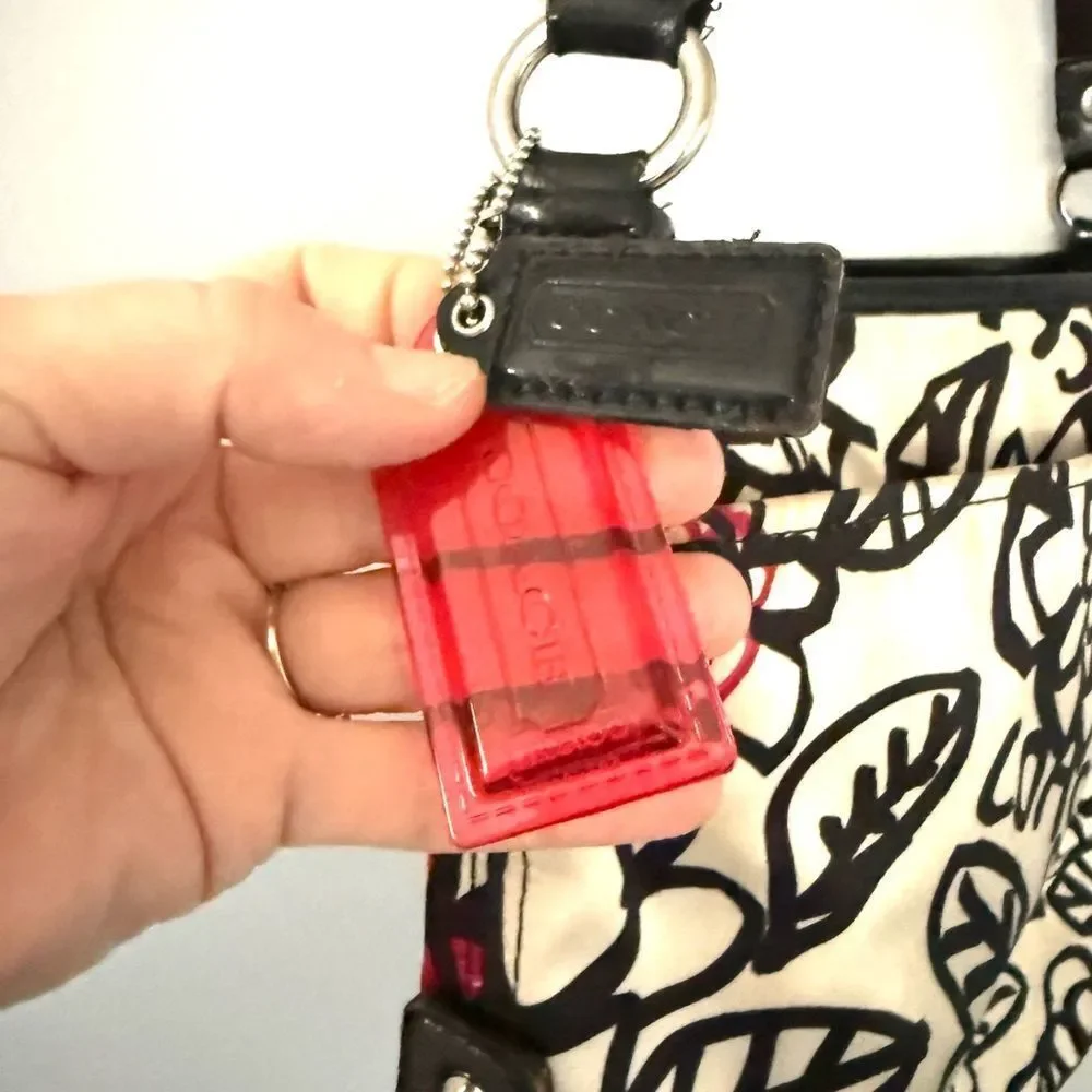 Coach Satin Poppy Black White Red shoulder crossbody Bag
